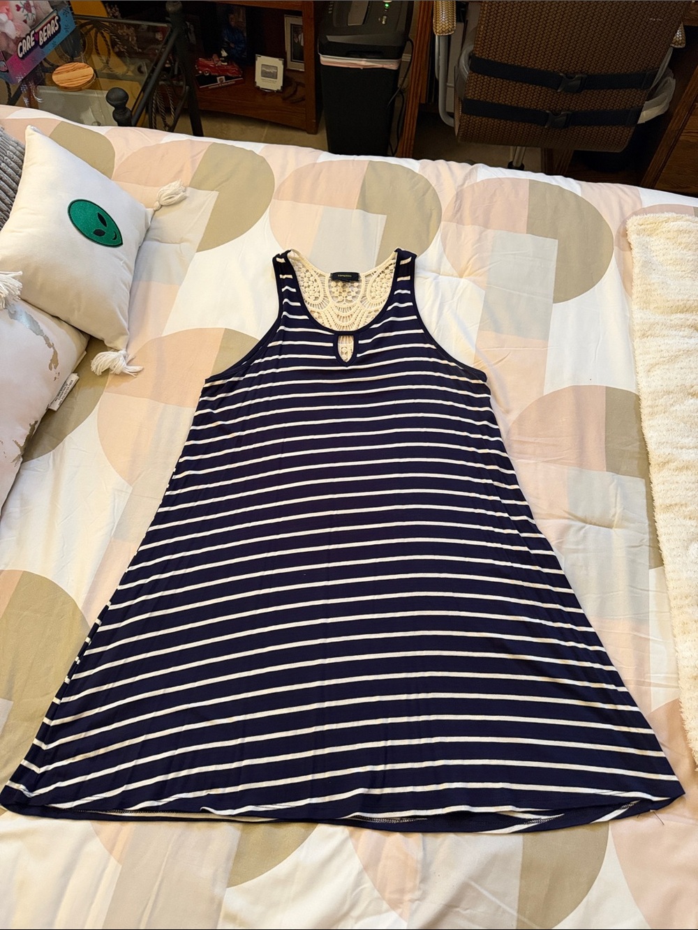 Espresso Navy and White Striped Maxi Dress